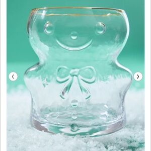 Clear Glass Gingerbread Man Wine Glass x2